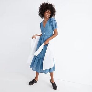 Madewell - Quilted Eyelet Midi Dress - Indigo Blue